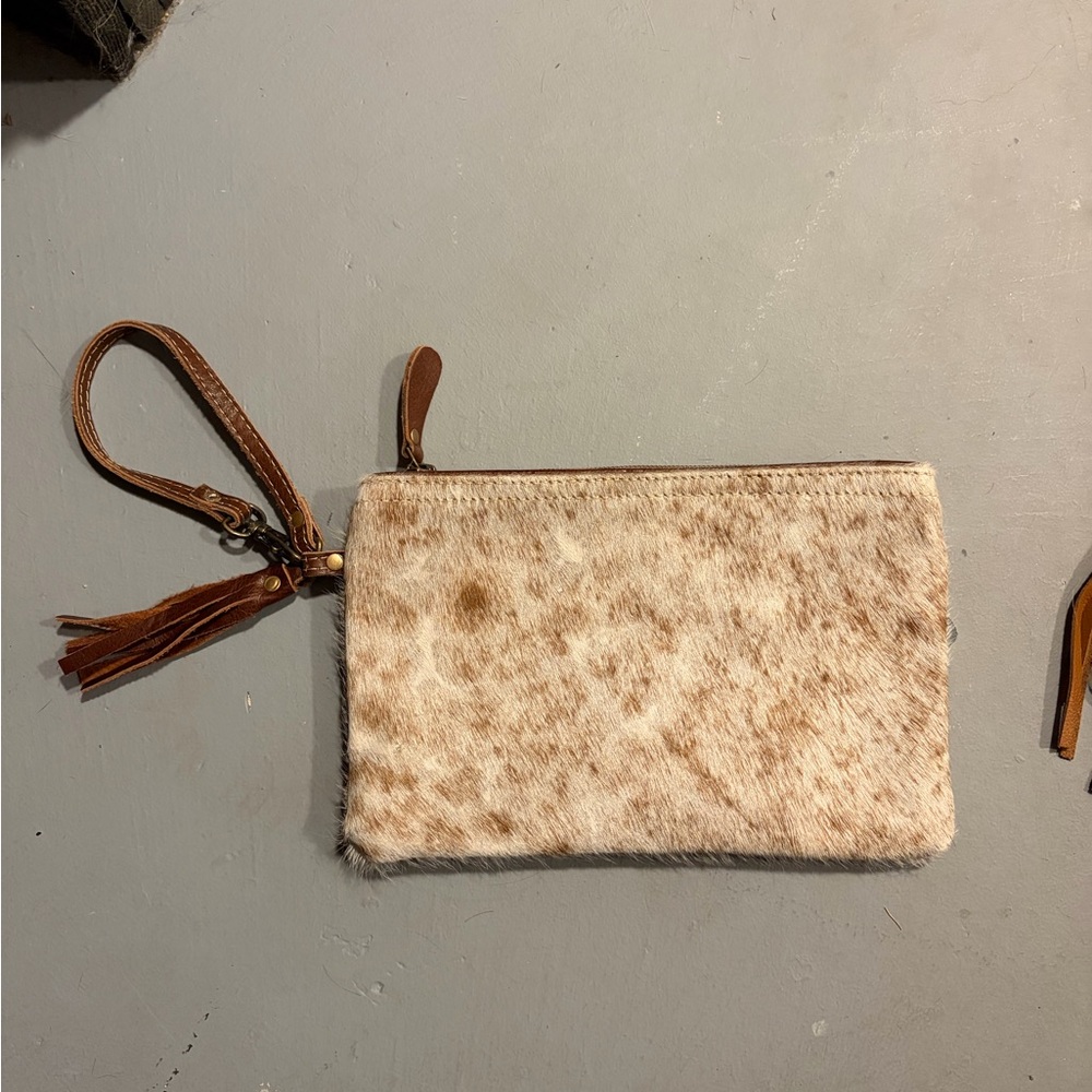 Brown Fur Wristlet Clutch